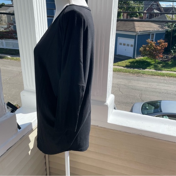 Soprano Black Shirt with Beaded Shoulder Detail Size L - Picture 5 of 12